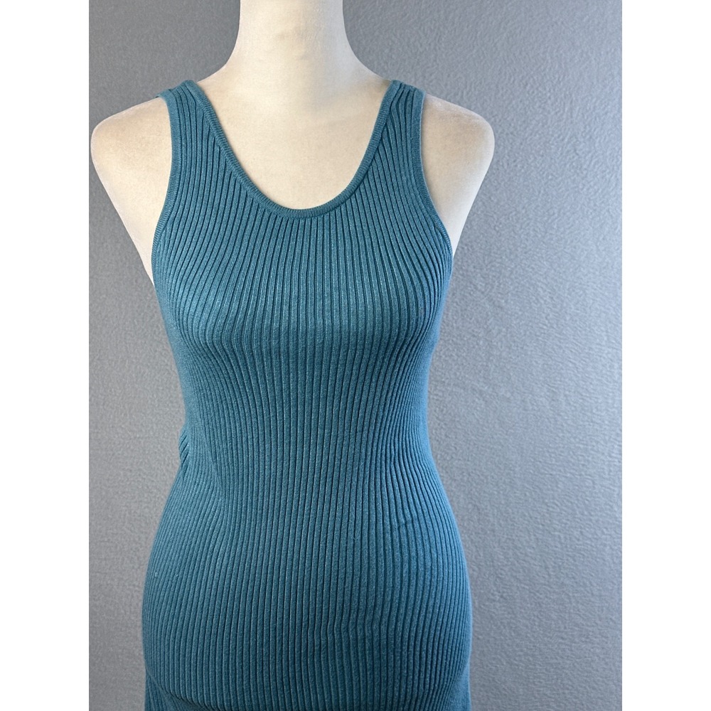 Freshman 1996 Teal‎ Blue Ribbed Twist Back Cutout Midi Dress Womens Size M